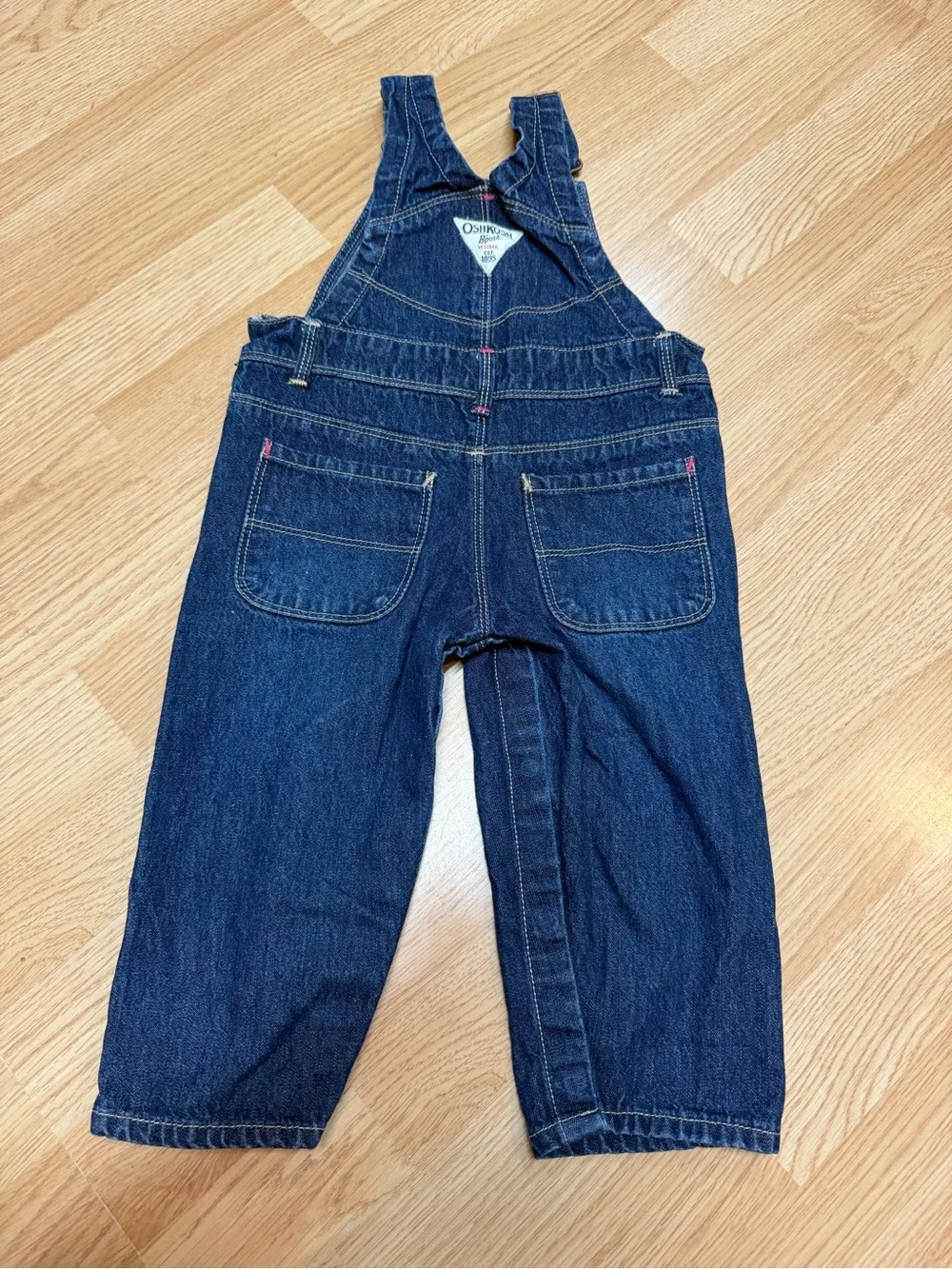 OshKosh B’gosh Heart Embroidered Denim Snap Leg Overalls 18 Months Cotton